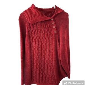 Sweater, cable knit, open cowl neck 2x